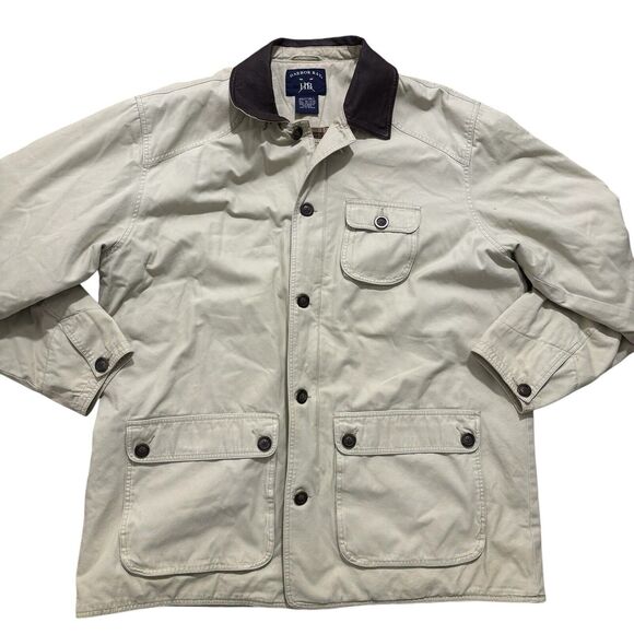 Harbor Bay Men’s 2XLT Tan Leather Collar Barn Chore Flannel Lined Jacket Coat